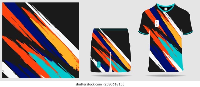 Fabric textile design for Sport t-shirt, Soccer jersey mockup for football club. uniform front view. eps 10