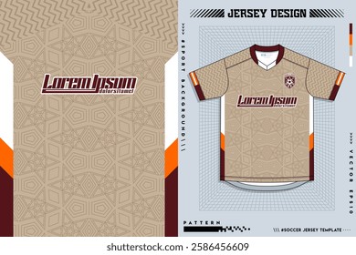 Fabric textile design for Sport t-shirt, Soccer jersey mockup for football club. uniform front view.
