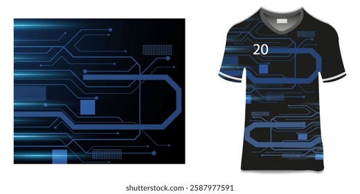 Fabric textile design for Sport t-shirt, Soccer jersey mockup for football club. uniform front view.