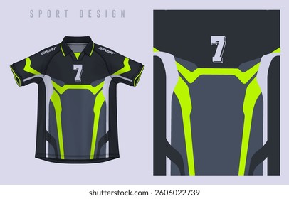 Fabric textile design for Sport t-shirt, Soccer jersey mockup for football club. uniform front view.