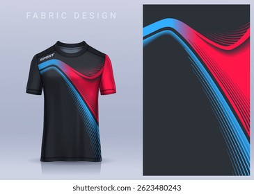 Fabric textile design for Sport t-shirt, Soccer jersey mockup for football club. uniform front view.