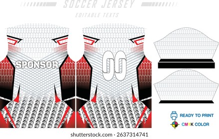 Fabric textile design for Sport t-shirt, Soccer jersey for football club. uniform front view.