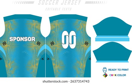 Fabric textile design for Sport t-shirt, Soccer jersey for football club. uniform front view.