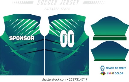 Fabric textile design for Sport t-shirt, Soccer jersey for football club. uniform front view.