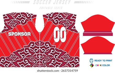 Fabric textile design for Sport t-shirt, Soccer jersey for football club. uniform front view.