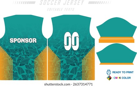 Fabric textile design for Sport t-shirt, Soccer jersey for football club. uniform front view.
