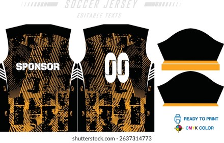 Fabric textile design for Sport t-shirt, Soccer jersey for football club. uniform front view.