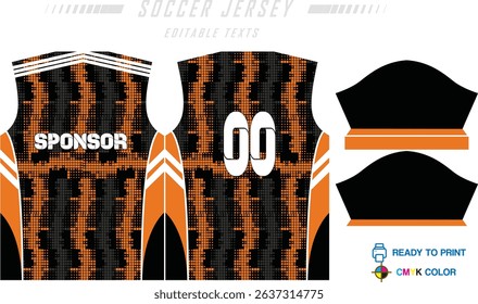 Fabric textile design for Sport t-shirt, Soccer jersey for football club. uniform front view.