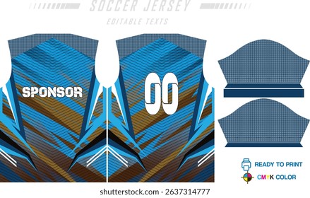 Fabric textile design for Sport t-shirt, Soccer jersey for football club. uniform front view.