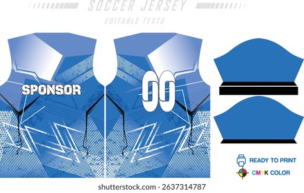 Fabric textile design for Sport t-shirt, Soccer jersey for football club. uniform front view.