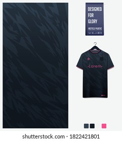 Fabric textile design. Thunder pattern on black gradient background for soccer jersey, football kit, bicycle, e-sport, basketball, sports uniform. T-shirt mockup template. Abstract sport background. 