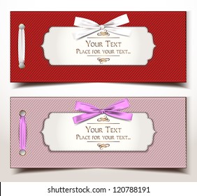 Fabric textile gift cards with silk ribbons