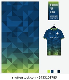 Fabric textile pattern design for soccer jersey, football kit, sport t-shirt mockup for football club. Uniform front view. Abstract pattern for sport background. Fabric pattern. Vector Illustration