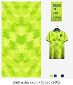 Textilmuster-Design für Fußball-Trikot, Fußball-Kit, Sport-T-Shirt-Mockup für Fußball-Club. Einheitliche Vorderansicht. Geometrisches Muster für den Sporthintergrund. Stoffmuster. Vektorgrafik