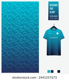 Fabric textile pattern design for soccer jersey, football kit, sport t-shirt mockup for football club. Uniform front view. Geometric pattern for sport background. Fabric pattern. Vector Illustration