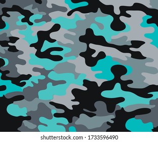 Fabric textile print template. vector illustration. texture backgraound. camouflage design. army military clothing form