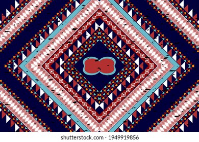 Fabric textile seamless pattern design for prints on fabric. Ethnic, Indian, African, American, boho, carpet chevron wallpaper. Ikat, mandala, geometric vector illustrations background .
