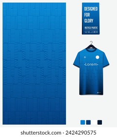 Fabric textile for soccer jersey, football kit, sport t-shirt mockup for football club. Uniform front view. Geometric pattern for sport background. Fabric pattern. Vector Illustration