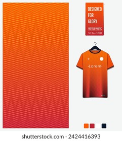 Fabric textile for soccer jersey, football kit, sport t-shirt mockup for football club. Uniform front view. Geometric pattern for sport background. Fabric pattern. Vector Illustration