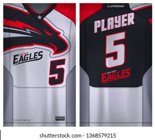 Fabric textile for Sport t-shirt ,American Football jersey mockup. uniform front and back view.