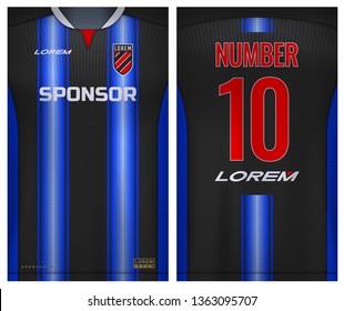 Fabric textile for Sport t-shirt ,Soccer jersey mockup for football club. uniform front and back view.