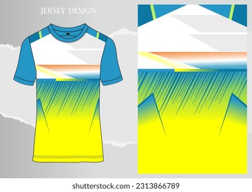 Fabric textile for Sport t-shirt ,Soccer jersey mockup for sports club. uniform front view.