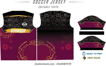 Fabric textile for Sport t-shirt ,Soccer jersey mockup for football club. uniform front and back view.