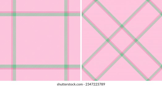 Fabric textile texture of check background vector with a pattern seamless tartan plaid set in spring colors.