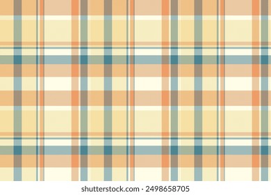 Fabric textile texture of tartan background plaid with a vector seamless pattern check in light and amber colors.