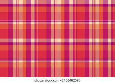 Vector textil de tela de fondo escocés a cuadros con un patrón a cuadros de textura sin fisuras en colores naranja y rojo.