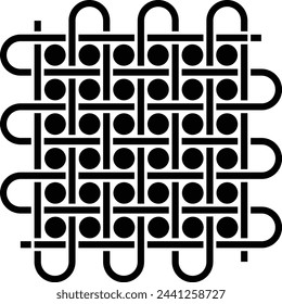 Tela textil, textura tejida. Icono negro sobre fondo blanco