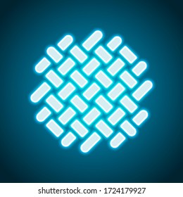 Fabric textile, weaved texture. Neon style. Light decoration icon. Bright electric symbol
