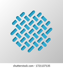 Stofftextilien, geflochtene Textur. Papierdesign. Cutted Symbol mit Schatten