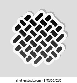 Fabric textile, weaved texture. Sticker style with white border and simple shadow on gray background