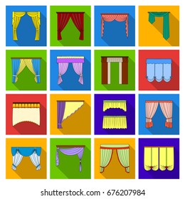 Fabric, textiles, interior and other curtains elements. Curtains set collection icons in flat style vector symbol stock illustration web.