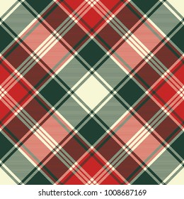 Fabric texture check plaid seamless pattern. Vector illustration.