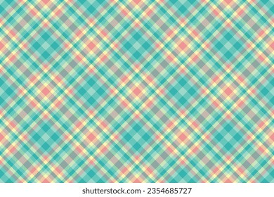 Comprobación de textura de tejido de tartán sin soldadura con un patrón de fondo vectorial en colores claros y de tela.