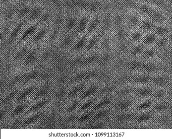 Fabric texture. Cloth knitted, cotton, wool background. Vector background. Grunge rough dirty background. Brushed black paint cover. Renovate wall frame grimy backdrop. Empty