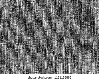 Fabric texture. Cloth knitted, cotton, wool background. Vector background. Grunge rough dirty background. Brushed black paint cover. Renovate wall frame grimy backdrop. Empty
