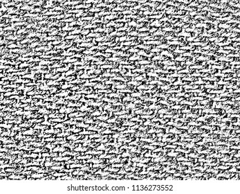 Fabric texture. Cloth knitted, cotton, wool background. Vector background. Grunge rough dirty background. Brushed black paint cover. Renovate wall frame grimy backdrop. Empty