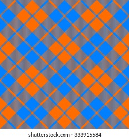 fabric texture diagonal pattern seamless orange and blue vector illustration