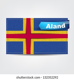 Fabric texture of the flag of Aland with a blue bow. (Vector eps10)