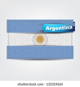 Fabric texture of the flag of Argentina with a blue bow. (Vector eps10)