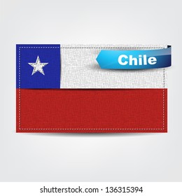 Fabric texture of the flag of Chile with a blue bow. (Vector EPS10)
