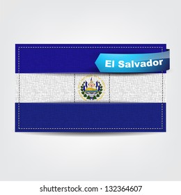 Fabric texture of the flag of El Salvador with a blue bow. (Vector eps10)