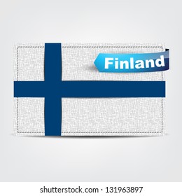 Fabric texture of the flag of Finland with a blue bow.