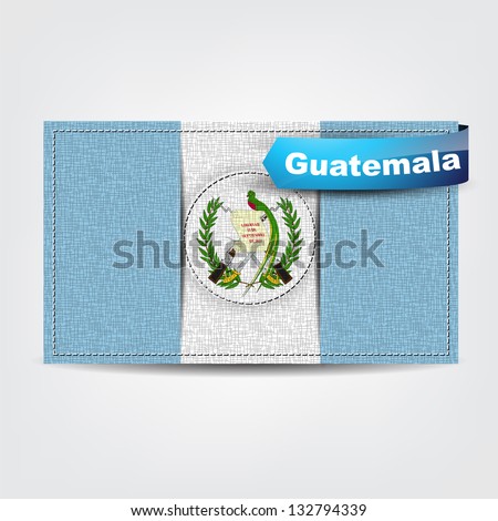 Fabric texture of the flag of Guatemala with a blue bow. (Vector EPS10)