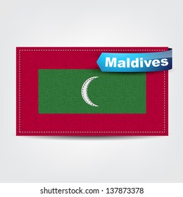 Fabric texture of the flag of Maldives with a blue bow. (Vector EPS10)