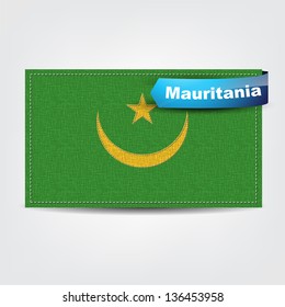 Fabric texture of the flag of Mauritania with a blue bow. (Vector EPS10)