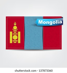 Fabric texture of the flag of Mongolia with a blue bow. (Vector EPS10)